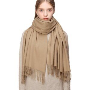 Winter Cashmere Wool Bronze Scarf Pashmina Shawl Wrap Stole for Women Warm Large